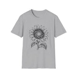 Surreal Garden Shirt, Sunflower Galaxy Illusion Art Tee, Gardener Gift, Botanical Plant Tee