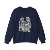 Surreal Cat Sweatshirt, Fishbowl Ocean Illusion Art Crewneck, Cat Lover Gift, Vintage Engraving Cat Tee