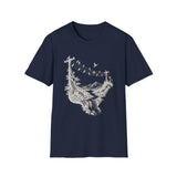 Surreal Music Shirt, Birds on a Wire Melody Illusion Art Tee, Musician Gift, Piano Guitar Tee