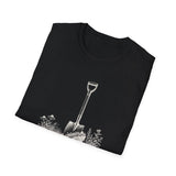 Surreal Garden Shirt, Shovel Night Sky Illusion Art Tee, Gardener Gift, Botanical Plant Tee