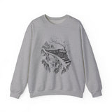 Surreal Music Sweatshirt, Piano Key Train Bridge Illusion Art Crewneck, Musician Gift, Piano Guitar Tee