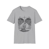Surreal Cat Shirt, Cat Window City Illusion Art Tee, Cat Lover Gift, Vintage Engraving Cat Tee