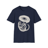 Surreal Cat Shirt, Yarn Galaxy Illusion Art Tee, Cat Lover Gift, Vintage Engraving Cat Tee
