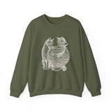 Surreal Cat Sweatshirt, Fishbowl Ocean Illusion Art Crewneck, Cat Lover Gift, Vintage Engraving Cat Tee