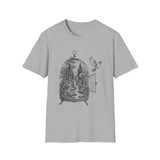 Surreal Bird Shirt, Birdcage Forest Illusion Art Tee, Bird Lover Gift, Birdwatching Tee