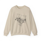 Surreal Travel Sweatshirt, Map Ocean Waves Illusion Art Crewneck, Adventure Gift, Wanderlust Tee
