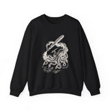 Surreal Bookish Sweatshirt, Ink Octopus Illusion Art Crewneck, Book Lover Gift, Reader Tee, Dark Academia Shirt