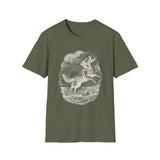Surreal Dog Shirt, Fetch the Sun Illusion Art Tee, Dog Lover Gift, Vintage Engraving Dog Tee