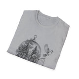 Surreal Bird Shirt, Birdcage Forest Illusion Art Tee, Bird Lover Gift, Birdwatching Tee