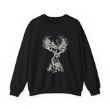 Surreal Christmas Sweatshirt, Reindeer Forest Antlers Illusion Art Crewneck, Christmas Gift, Winter Holiday Sweater