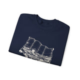 Surreal Travel Sweatshirt, Map Ocean Waves Illusion Art Crewneck, Adventure Gift, Wanderlust Tee