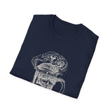 Surreal Coffee Shirt, Stormy Coffee Press Illusion Art Tee, Coffee Lover Gift, Vintage Engraving Tee