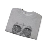 Surreal Cat Sweatshirt, Cat Window City Illusion Art Crewneck, Cat Lover Gift, Vintage Engraving Cat Tee