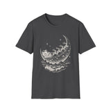 Surreal Christmas Shirt, Sleigh Across the Moon Illusion Art Tee, Christmas Gift, Winter Holiday Tee