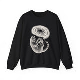 Surreal Cat Sweatshirt, Yarn Galaxy Illusion Art Crewneck, Cat Lover Gift, Vintage Engraving Cat Tee
