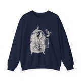 Surreal Bird Sweatshirt, Birdcage Forest Illusion Art Crewneck, Bird Lover Gift, Birdwatching Tee