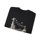 Surreal Music Sweatshirt, Birds on a Wire Melody Illusion Art Crewneck, Musician Gift, Piano Guitar Tee