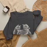 Surreal Cat Sweatshirt, Fishbowl Ocean Illusion Art Crewneck, Cat Lover Gift, Vintage Engraving Cat Tee