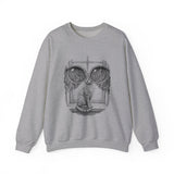 Surreal Cat Sweatshirt, Cat Window City Illusion Art Crewneck, Cat Lover Gift, Vintage Engraving Cat Tee
