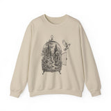 Surreal Bird Sweatshirt, Birdcage Forest Illusion Art Crewneck, Bird Lover Gift, Birdwatching Tee