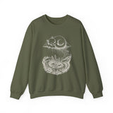 Surreal Cat Sweatshirt, Cloud Cat Illusion Art Crewneck, Cat Lover Gift, Vintage Engraving Cat Tee