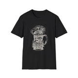 Surreal Coffee Shirt, Stormy Coffee Press Illusion Art Tee, Coffee Lover Gift, Vintage Engraving Tee