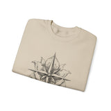 Surreal Travel Sweatshirt, Compass Flower Illusion Art Crewneck, Adventure Gift, Wanderlust Tee