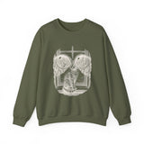 Surreal Cat Sweatshirt, Cat Window City Illusion Art Crewneck, Cat Lover Gift, Vintage Engraving Cat Tee