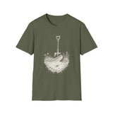 Surreal Garden Shirt, Shovel Night Sky Illusion Art Tee, Gardener Gift, Botanical Plant Tee
