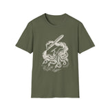 Surreal Bookish Shirt, Ink Octopus Illusion Art Tee, Book Lover Gift, Reader Tee, Dark Academia Shirt