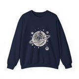 Surreal Cat Sweatshirt, Cat Planet Illusion Art Crewneck, Cat Lover Gift, Vintage Engraving Cat Tee