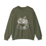 Surreal Tea Sweatshirt, Teacup Whirlpool Illusion Art Crewneck, Tea Lover Gift, Vintage Engraving Tee
