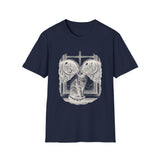 Surreal Cat Shirt, Cat Window City Illusion Art Tee, Cat Lover Gift, Vintage Engraving Cat Tee