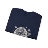 Surreal Cat Sweatshirt, Cat Planet Illusion Art Crewneck, Cat Lover Gift, Vintage Engraving Cat Tee