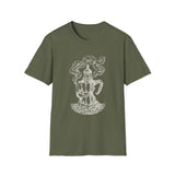 Surreal Coffee Shirt, Moka Lighthouse Illusion Art Tee, Coffee Lover Gift, Vintage Engraving Tee