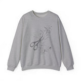 Surreal Sewing Sweatshirt, Scissors Swallows Illusion Art Crewneck, Seamstress Gift, Quilter Tee, Vintage Engraving Tee