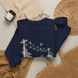 Surreal Music Sweatshirt, Birds on a Wire Melody Illusion Art Crewneck, Musician Gift, Piano Guitar Tee