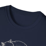 Surreal Cat Shirt, Cloud Cat Illusion Art Tee, Cat Lover Gift, Vintage Engraving Cat Tee