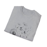 Surreal Garden Shirt, Dandelion Umbrellas Illusion Art Tee, Gardener Gift, Botanical Plant Tee