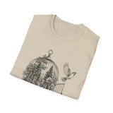 Surreal Bird Shirt, Birdcage Forest Illusion Art Tee, Bird Lover Gift, Birdwatching Tee