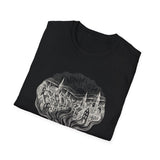Surreal Coffee Shirt, Coffee Steam Town Illusion Art Tee, Coffee Lover Gift, Vintage Engraving Tee