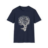 Surreal Forest Shirt, Moon Antlers Illusion Art Tee, Wildlife Nature Tee, Outdoor Lover Gift