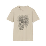Surreal Music Shirt, Trumpet Garden Illusion Art Tee, Musician Gift, Piano Guitar Tee