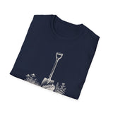 Surreal Garden Shirt, Shovel Night Sky Illusion Art Tee, Gardener Gift, Botanical Plant Tee