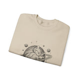 Surreal Cat Sweatshirt, Cat Planet Illusion Art Crewneck, Cat Lover Gift, Vintage Engraving Cat Tee