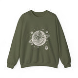 Surreal Cat Sweatshirt, Cat Planet Illusion Art Crewneck, Cat Lover Gift, Vintage Engraving Cat Tee