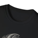 Surreal Cat Shirt, Cat Tail Crescent Moon Illusion Art Tee, Cat Lover Gift, Vintage Engraving Cat Tee