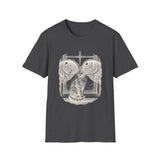 Surreal Cat Shirt, Cat Window City Illusion Art Tee, Cat Lover Gift, Vintage Engraving Cat Tee