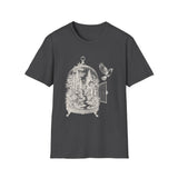 Surreal Bird Shirt, Birdcage Forest Illusion Art Tee, Bird Lover Gift, Birdwatching Tee