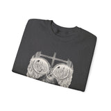 Surreal Cat Sweatshirt, Cat Window City Illusion Art Crewneck, Cat Lover Gift, Vintage Engraving Cat Tee